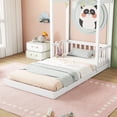 thumbnail image 4 of Euroco Twin Size Pine Wood Platform Bed, House Floor Bed for Kids Teens, White, 4 of 15