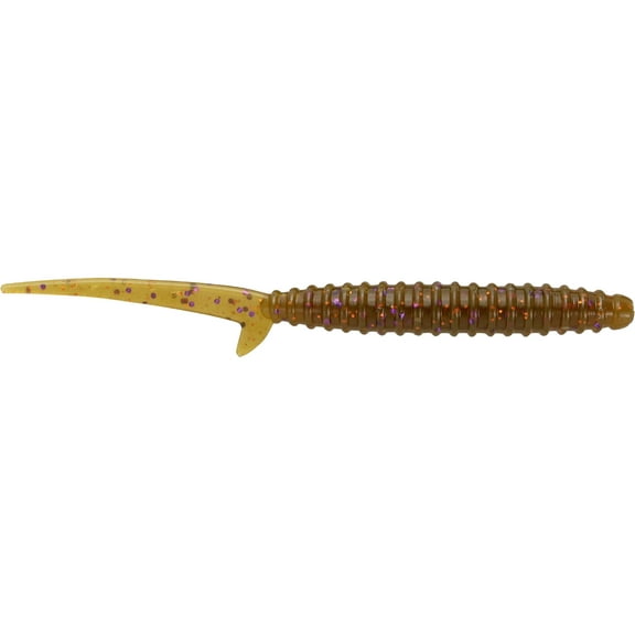 Big Bite Baits Scentsation Thresher Worm 4" Green Pumpkin Purple Copper Flake