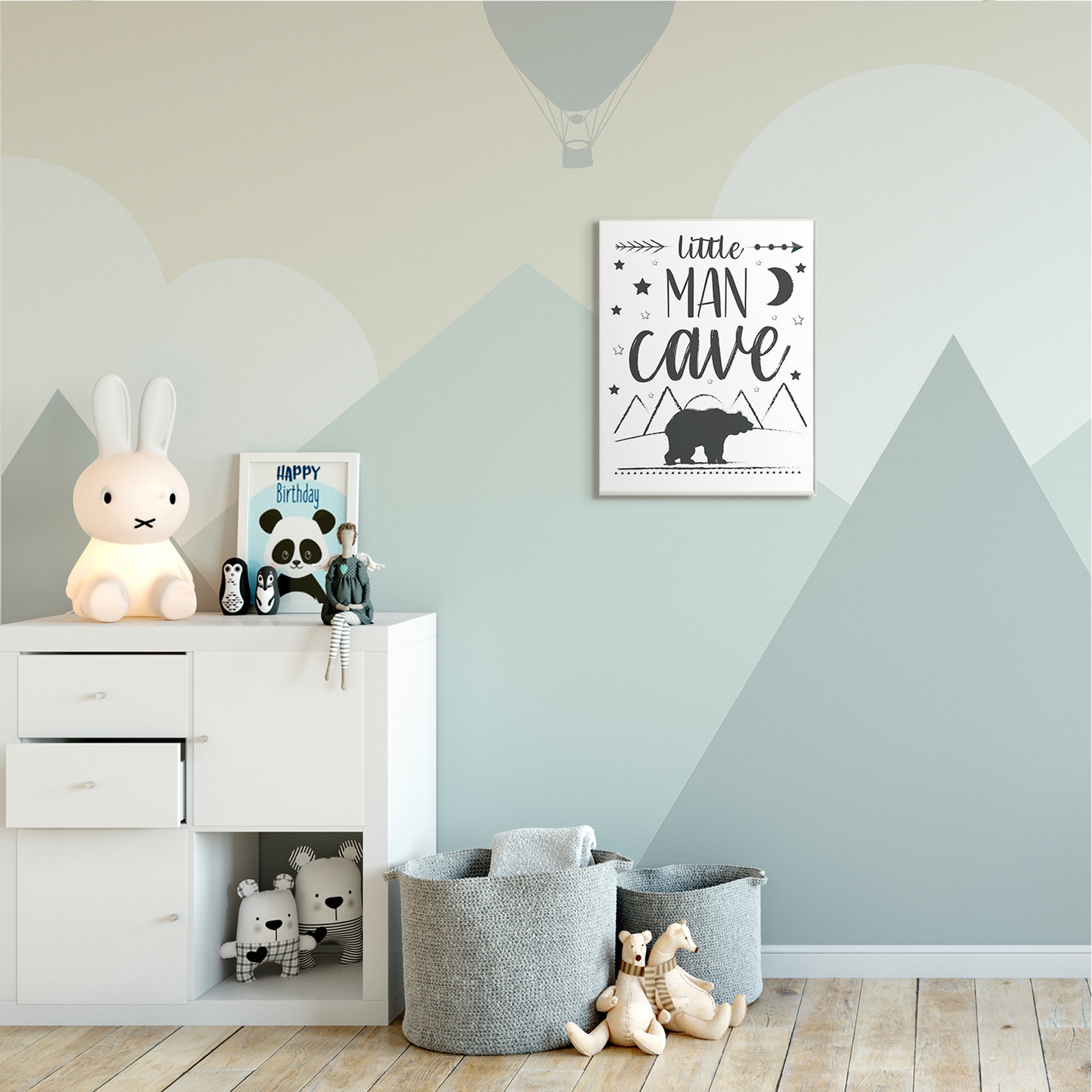Stupell Industries Little Man Cave Phrase Black Bear Starry Night Animals & Insects Painting Unframed Art Print Wall Art, 13 x 19