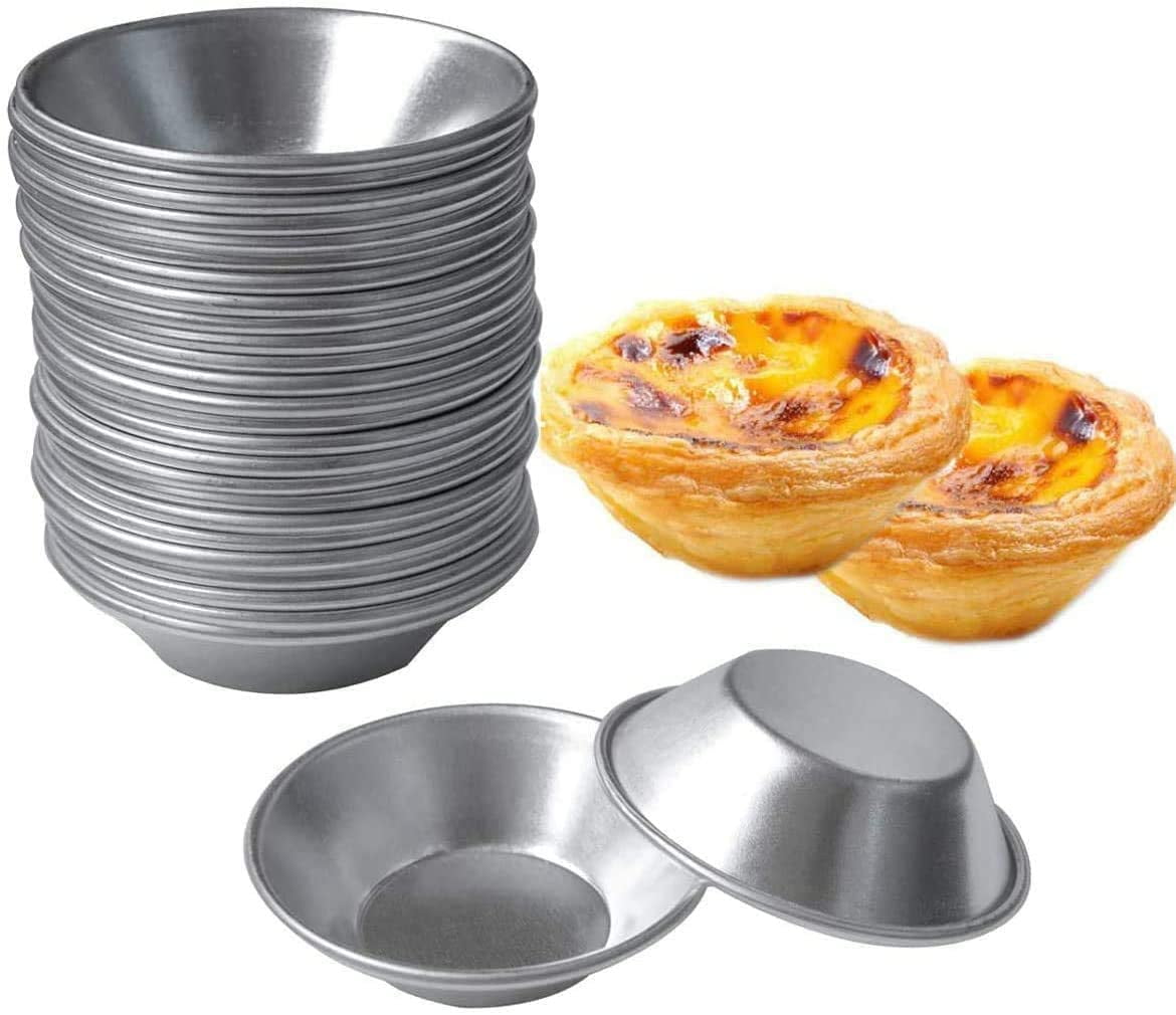 Aluminum Cake Muffin Mold 24 pack Non-Stick Cupcake Cake Molds Reusable Baking Tools Egg Tart Molds for Baking Tarts Pies Cupcakes Mini Cakes pudding jelly and Chocolate 