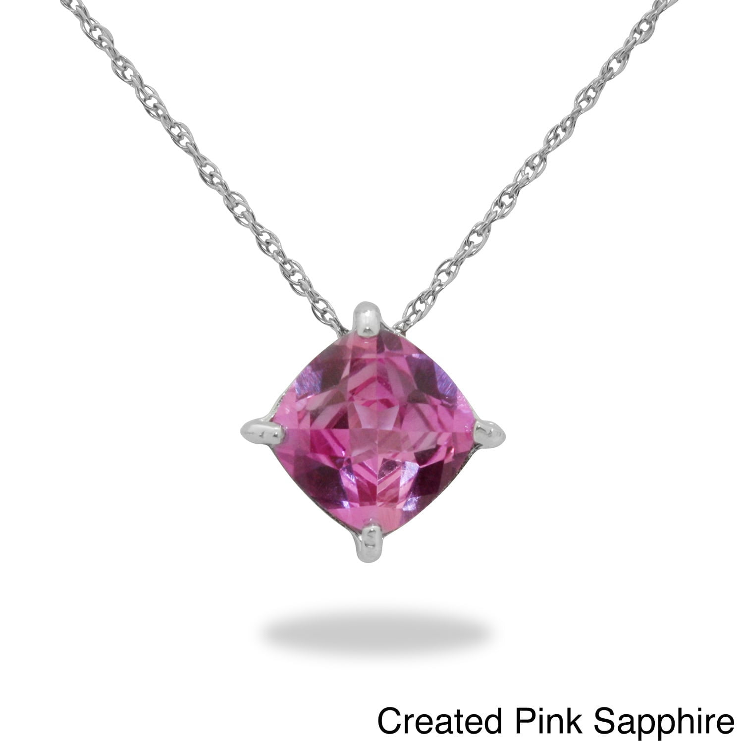 Gioelli Designs Gioelli Sterling Silver Cushion-cut Created Gemstone Basket Necklace by Overstock
