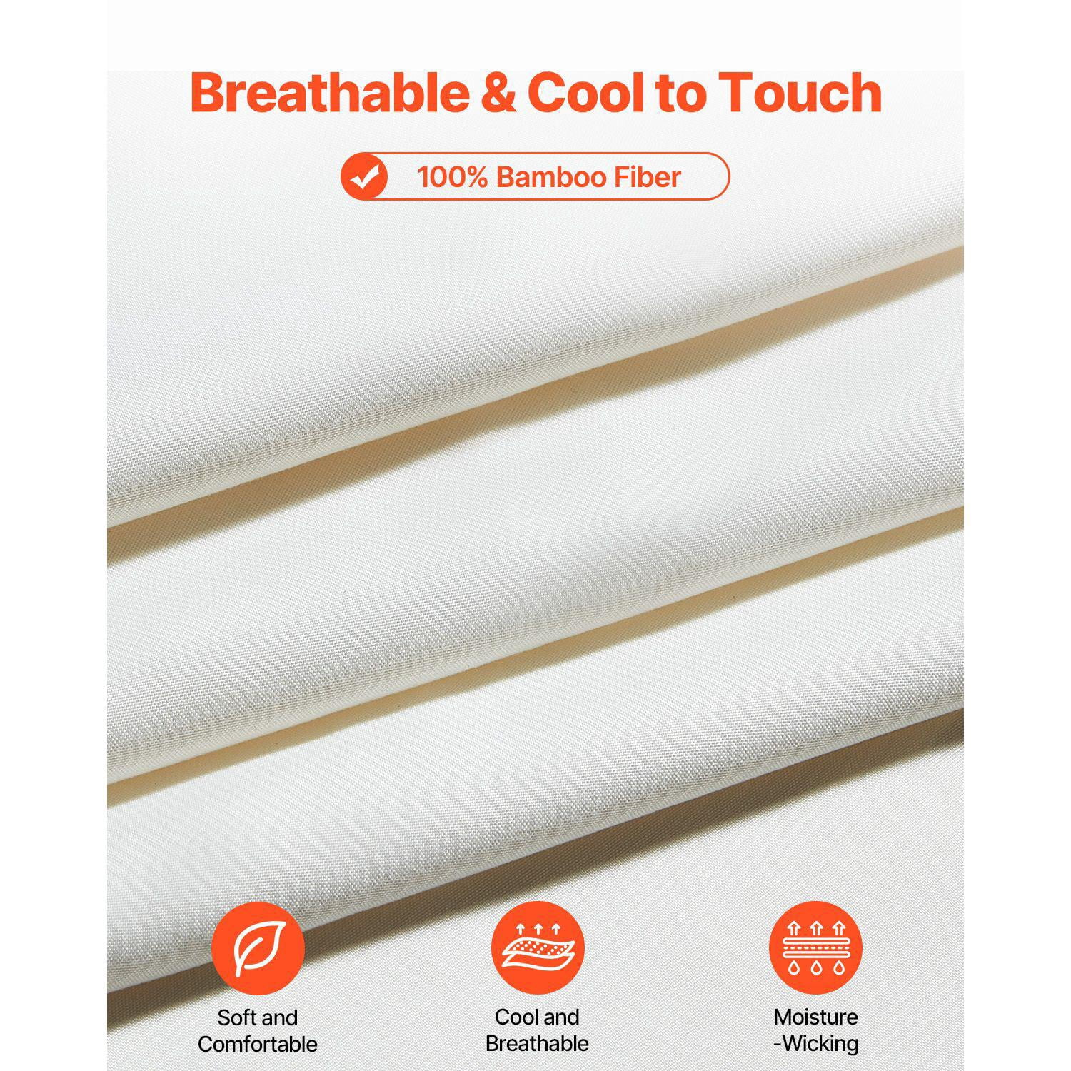 Queen Size 4 Piece Bamboo Fiber Bed Sheet Set Cooling Breathable Shrink Resistant Luxury Bedding with 16 Inch Deep Pocket for Hotel Bedroom