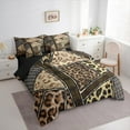thumbnail image 3 of Manfei Cheetah Leopard Print Bedding Comforter Set 7pcs, Black Brown Queen Bedding Sets, Fashion Geometric Stripes Reversible Queen Sheet Sets, Lightweight Room Decor, 3 of 7