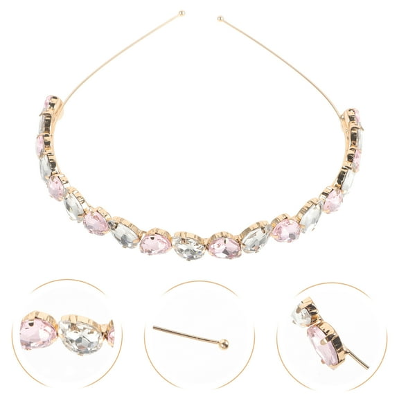 LULULION 1Pc Elegant Pink Rhinestone Hair Headband Glass Material for Stylish Occasions