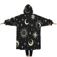 thumbnail image 2 of Oversized Wearable Blanket Hoodie,Black Sun Moon Star Pattern Sherpa Blanket Hoodie with Super Pockets,Super Warm Fuzzy Pullover for Women & Men, 2 of 6