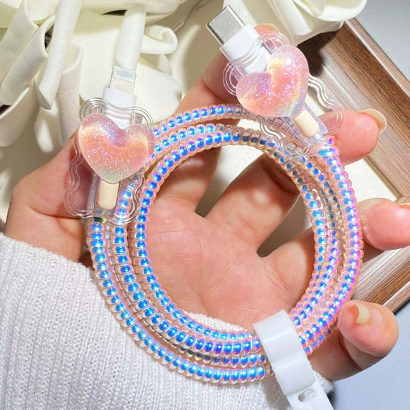 Tianyeda 2Pcs Charging Cord Protectors with 1pc Spiral Protective Rope