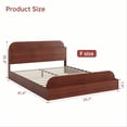 thumbnail image 2 of Queen Size Bed Frame with Storage Headboard and Raised Footboard – Wooden Full-Floor Low Platform Bed for Bedroom,Red Wood Color, 2 of 6