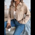 thumbnail image 4 of Chaquetas de con Botones para Mujer, Camisetas de Larga, Tendencia 2025 Caqui XL, 4 of 9
