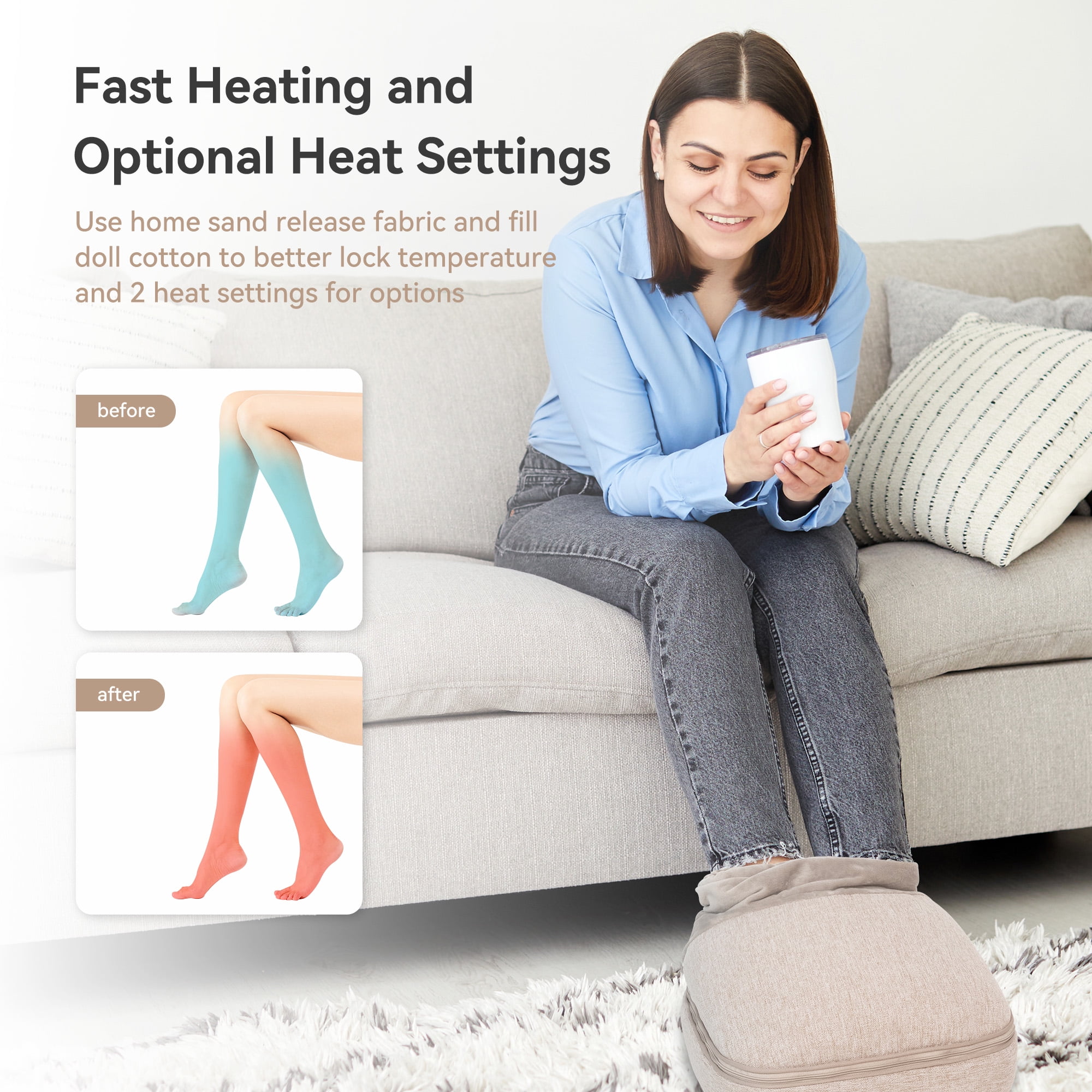 Vibration Foot Massager with Heat, Snailax foot Warmer with App Control, Gifts