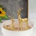 thumbnail image 3 of 2pcs Christmas Reindeer Resin Sculpture Couple Deer Figurine Statue Reindeer Ornaments,for Living Figurine Statues TV Cabinet Home Office Wine Cabinet Decoration,Glod,6.5*3.74,Home, 3 of 4