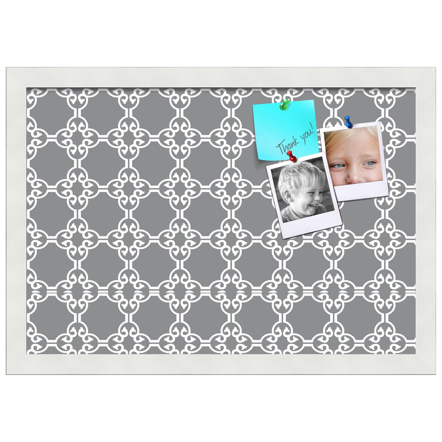 PinPix ArtToFrames 17x11 Custom Cork Bulletin Board    Poster Board Has a Fabric Style Canvas Finish, Framed in Satin White Frame (PinPix-231)