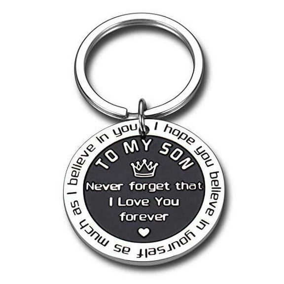 To My Son Inspirational Gifts I Love You Keychain From Step Mother Mom Dad Sweet 16th 18th 21st Birthday Graduation Christmas Back To School Gift For Boys Kids Teen Adult Men Foster Son Him Keyring