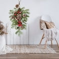 thumbnail image 3 of Simulation Flower Christmas Teardrop Door Swag Garlands Decorative Props Berry Upside Down Rattan Plastic Pine Cone Cane, 3 of 12