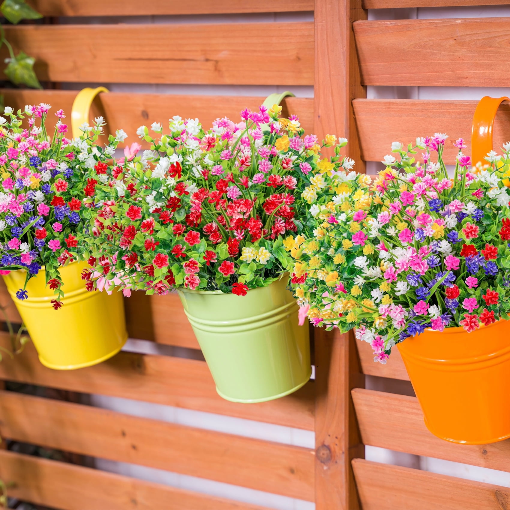 Scidweet 24 Bundles Artificial Flowers Outdoor, Faux Fake Plastic Floral Plants Spring Summer Decoration for Outside Home Patio Garden Decor, Multicolor