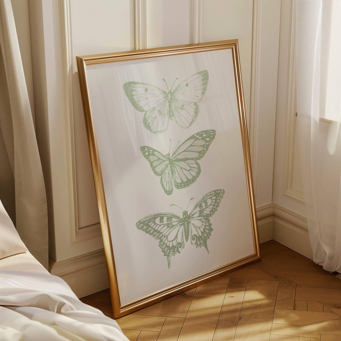 Green Butterfly Cottagecore Dorm Bedroom Apartment Decor Wall Art