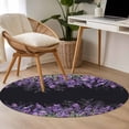 thumbnail image 4 of Purple Lavender Round Area Rug 4Ft Washable Circle Rugs for Bedroom Dining Room, Spring Watercolor Wildflowers Plant Black Non-Slip Carpet Floor Mats Indoor Outdoor Carpet Runner Aesthetic Home Decor, 4 of 8