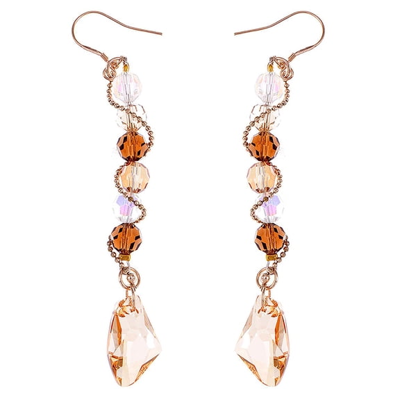 Dazzling Light Topaz Crystals Fancy Long Dangle Cluster Stone Earrings