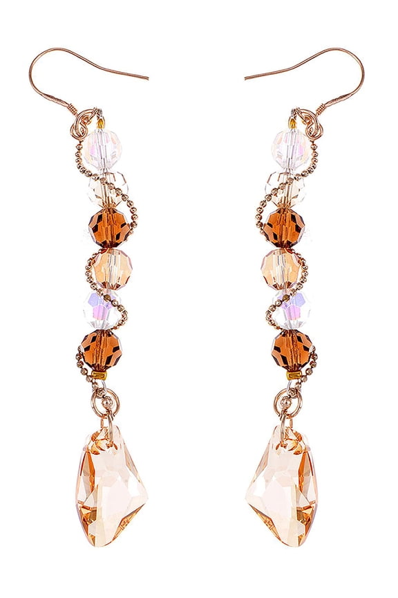 Dazzling Light Topaz Crystals Fancy Long Dangle Cluster Stone Earrings