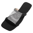 thumbnail image 1 of Bmisegm Women's Square Toe Rhinestone Flat Sandal Slippers Sandals Women Summer Black 7, 1 of 5