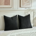 thumbnail image 3 of Fancy Homi Set of 2 Black Boho Decorative Throw Pillow Covers 18x18 Inch for Couch Bed Sofa, Aesthetic Modern Farmhouse Room Decor, Soft Fuzzy Fluffy Cozy Corduroy Textured Cushion Case 45x45cm, 3 of 8