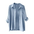 thumbnail image 4 of LEBONYARD Long Sleeve Womens Tops,Women's Long Sleeved Shirt Top Light Blue L, 4 of 4
