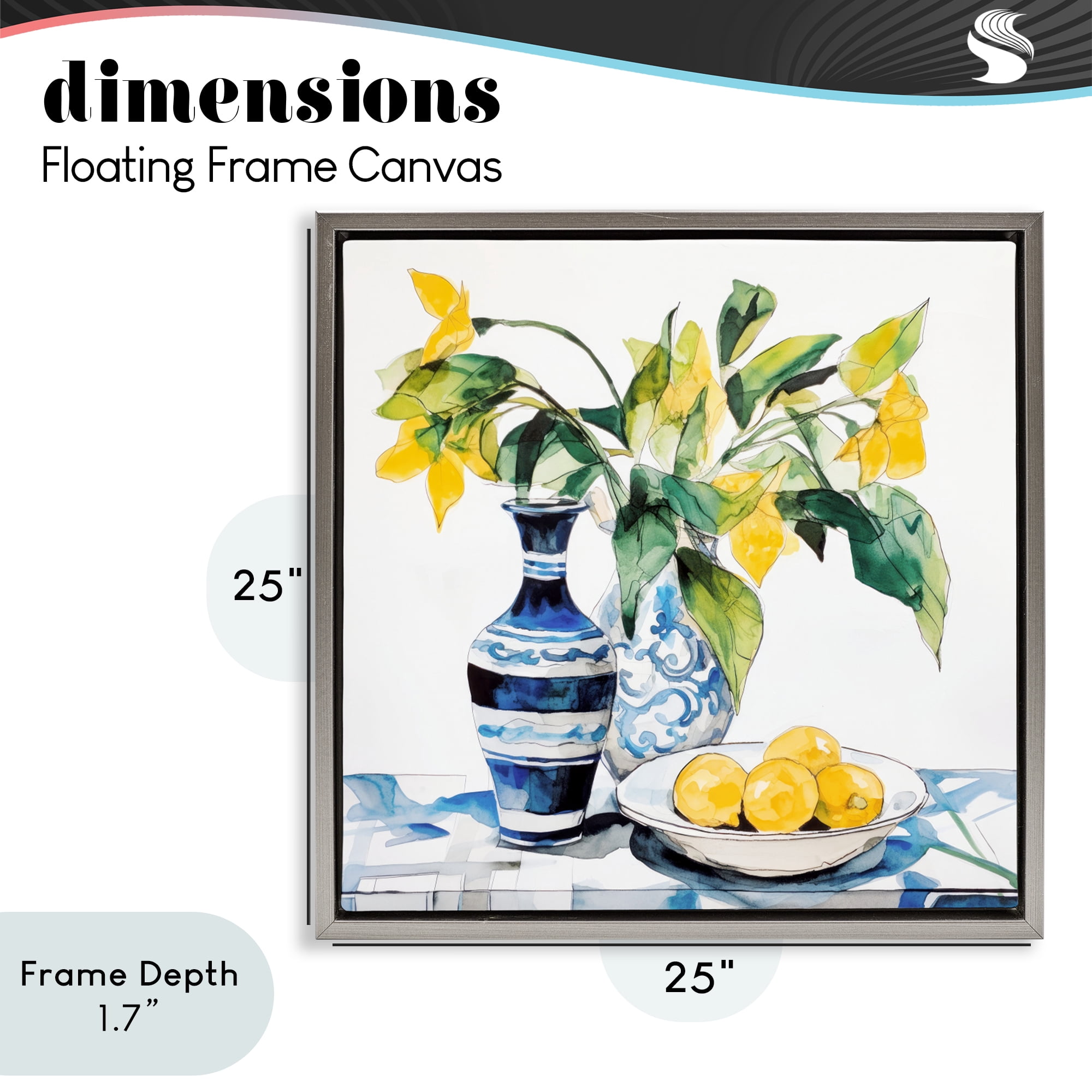 Stupell Industries Lemons & Leaves Table Setting Gray Framed Floater Canvas Wall Art, design by Ray Powers