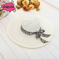 thumbnail image 2 of LANFYGOODS Mujeres Sombrero De Playa Sol Hueco Paja Cúpula Grandes Aleros Plegable Lazo Cinta De Ala Ancha Gorra Para El, 2 of 4