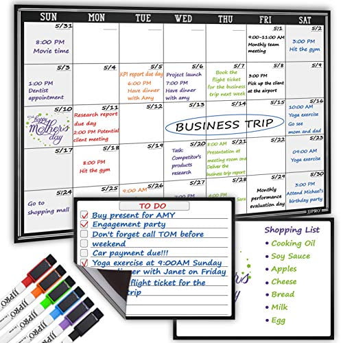 Dry Erase Calendar Set-Monthly Fridge Calendar Whiteboard-Large Magnetic Board 