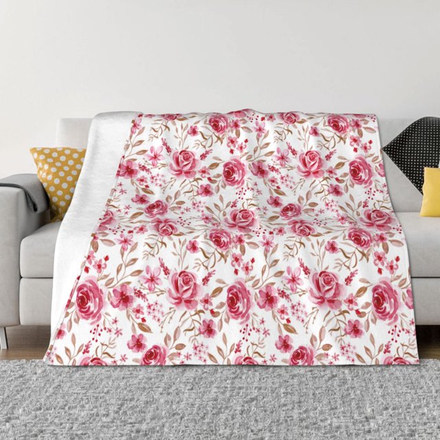 Fotbe Rose Flowers Manta de Franela con Estampado, Manta Ultrasuave para Cama, Sofá, Auto, Hipoalergénica y Antibolitas-60"x50"