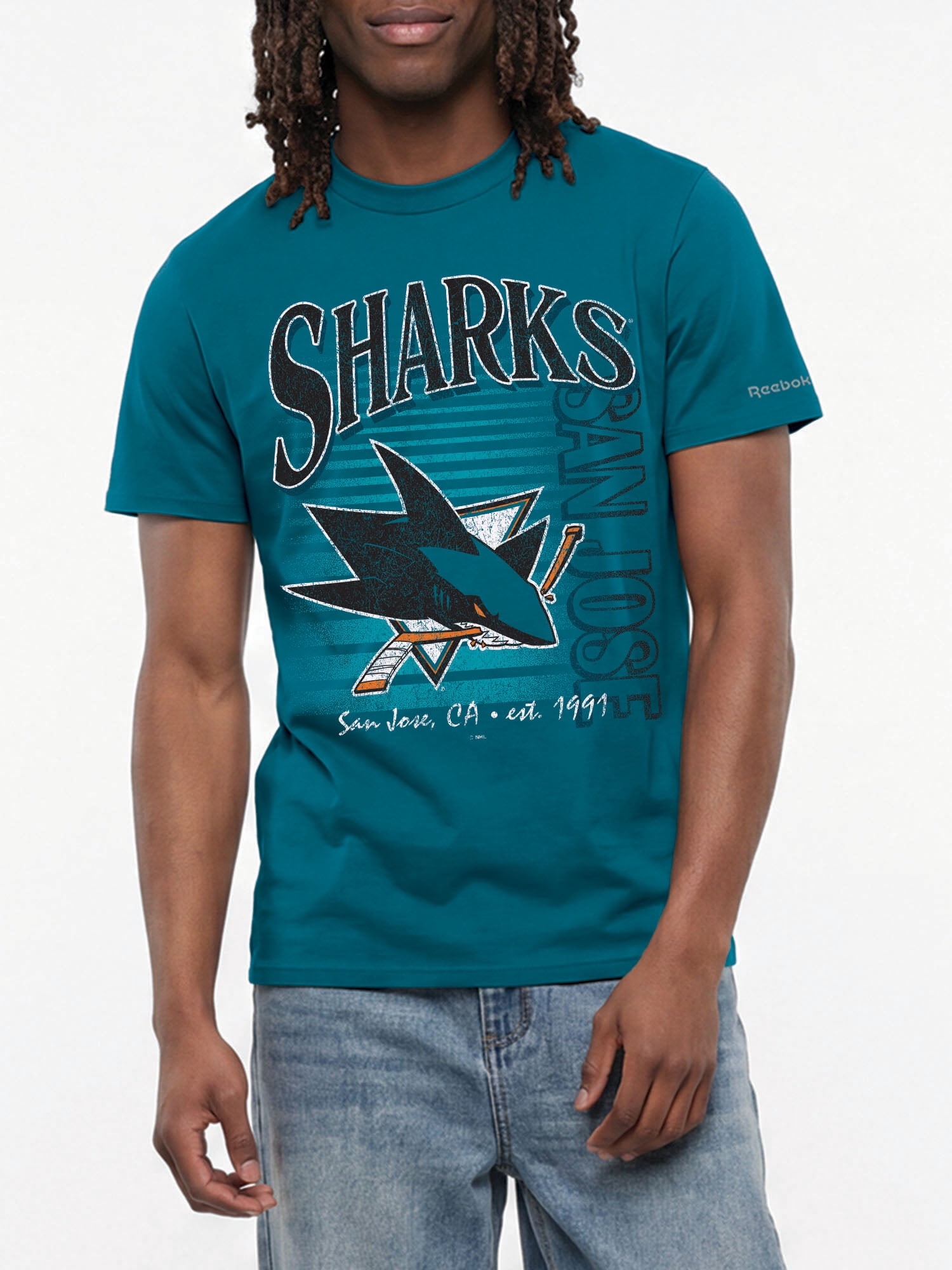 San Jose Sharks Reebok Mens Crew Neck Short Sleeve T-Shirt