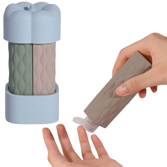 4 en 1 Botellas Silicona Recargable Conjunto Dispensador () Azul