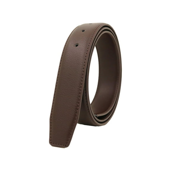 Durable Mens Belt No Buckle 120cm DIY with Holes 33mm Width Adjustable Waistband Brown