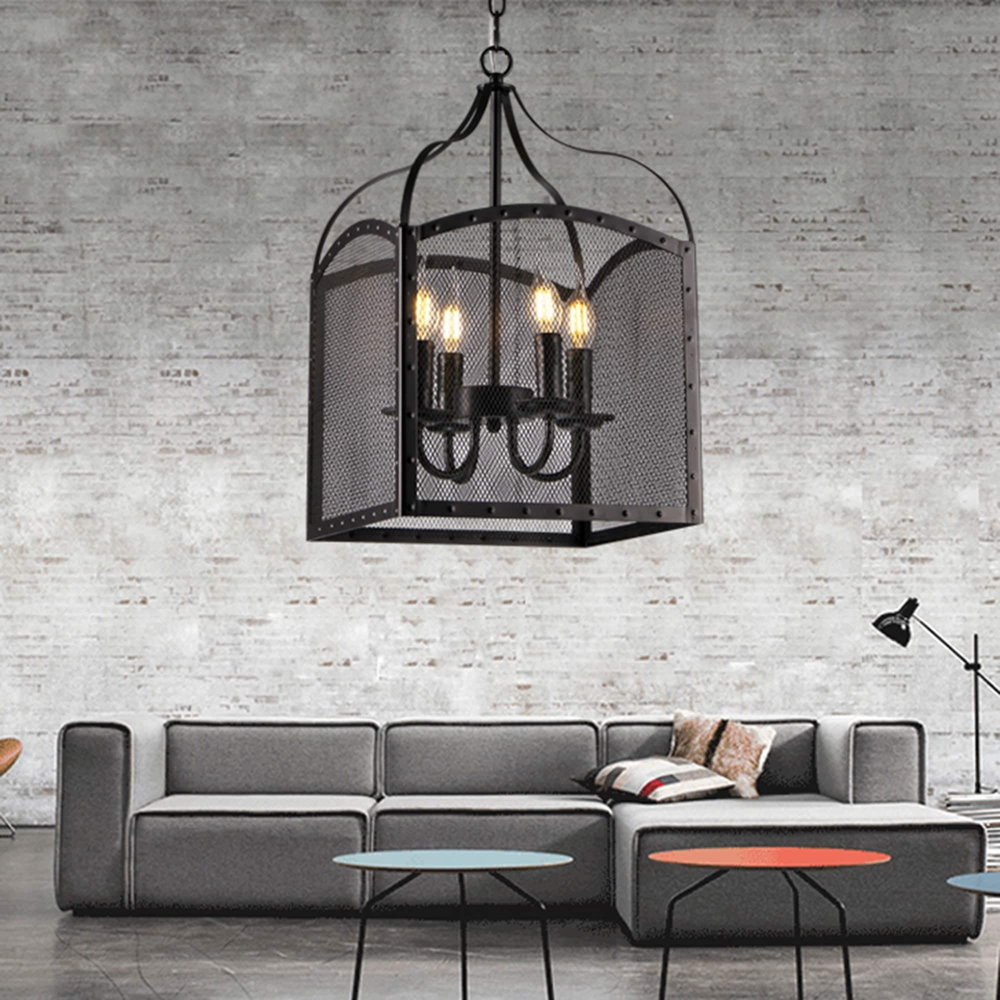 Cordelia Black 4-Light Pendant with Black shade