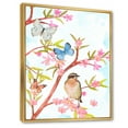 thumbnail image 3 of Designart 'Clever Bird Sitting On Branch of A Spring Tree With Butterflies' Traditional Framed Canvas Wall Art Print, 3 of 5