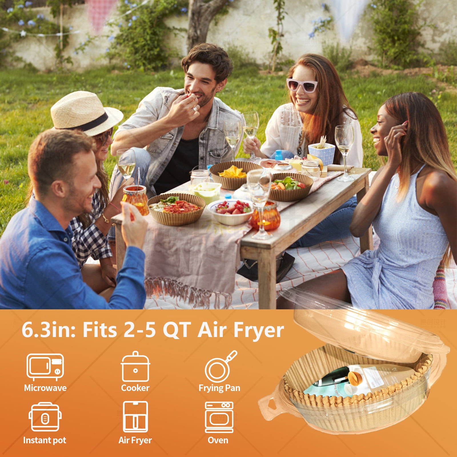 Air Fryer Disposable Paper Liner - 100 PCS 6.3 inch Air Fryer- B16