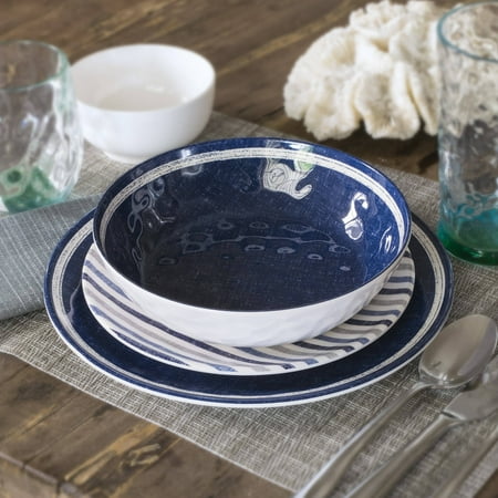 Better Homes And Gardens Linen 12 Piece Melamine Dinnerware Set Better Homes And Gardens Linen 12 Piece Melamine Dinnerware Set Navy