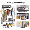 thumbnail image 6 of Legooin 75"H Heavy Duty Rolling Clothes Rack with Hanging Rod 400 lbs Capacity 3-Tier Heavy Duty Storage Shelves for Clothing on Wheels Portable Wardrobe Oragnizer, Gray, 6 of 8
