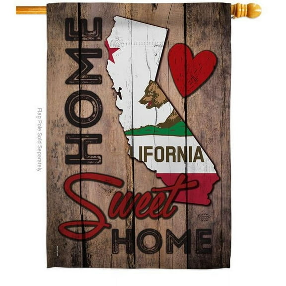 Ornament Collection H191111-BO 28 x 40 in. State California Home Sweet American State Vertical House Flag with Double-Sided Decorative Banner Garden Yard Gift