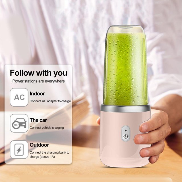 Mini Juicer Cup Extractor USB Charging Food Mixer, Ice Crusher Electric Pink