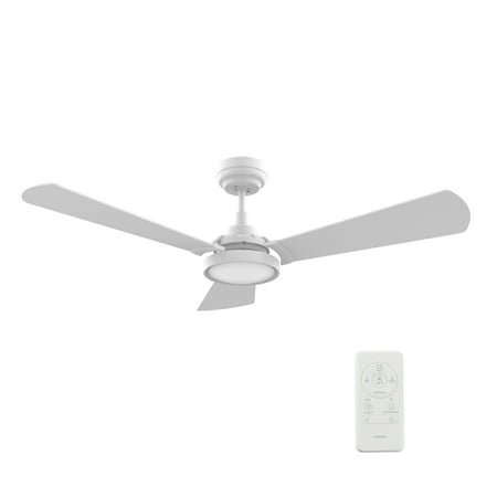 

56 3-Blade Smart White Ceiling Fan with Remote and Dimmable LED Light