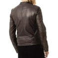 thumbnail image 2 of Womens Genuine Lambskin Leather Jacket Motorcycle Biker Leather Jacket W061, 2 of 3