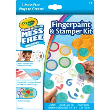 Crayola Color Wonder Mess Free Fingerpaint & Stamper Kit, Safari Stamps for Kids, Color Reveal Ink, Toddler Activity, Gifts, 3 