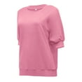 thumbnail image 5 of iHengLiXing Summer Tops for Womens Dressy Casual Women's Shirt Tees Short Sleeve Crew-Neck T Shirt Stripe Solid T-shirt Tops Blouse Women Pink M, 5 of 6