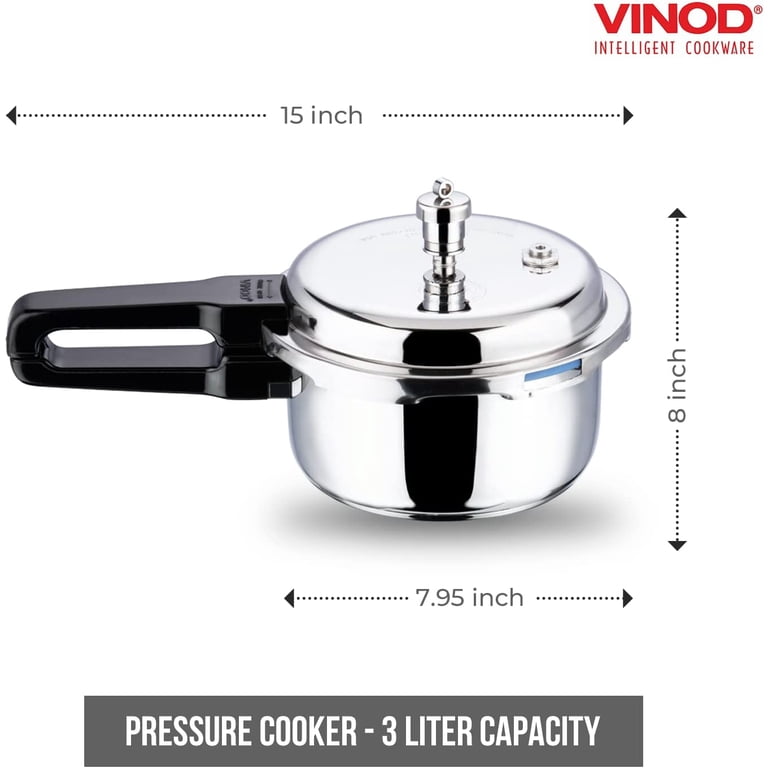 Vinod Stainless Steel 3-Piece Pot Set - 1L, 1.4L, 1.8L With Lids, Induction & Gas Compatible