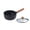Black 18cm, variant on Nonstick Sauce Pan with Glass Lid, Lightweight Multipurpose Cooking Pot for Boiling and Steaming, Cream with Wood Handle, Black, 20cm