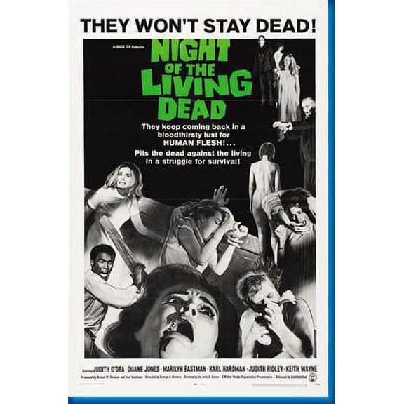 Night Of The Living Dead Movie Poster Reprint Movie 27inx40in 27x40 Square Adults Best Posters