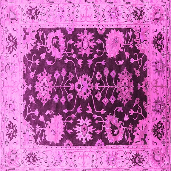 Ahgly Company Indoor Square Oriental Pink Industrial Area Rugs, 8' Square