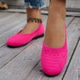 thumbnail image 4 of Rokment Women's Solid Knitted Wedges Ballet Flat Slip on Socks Dress Shoes Comfortable Fashion Casual Round Toe Low Heels Walking Driving Loafers for Spring Fall Hot Pink Size 9.5, 4 of 6
