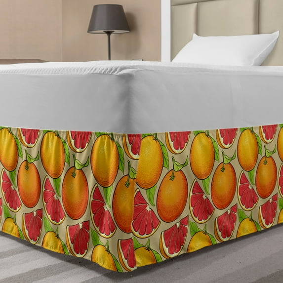 Ambesonne Multi-color Wrap Around Gathered Microfiber Bed Skirt, Full