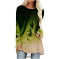 thumbnail image 4 of Womens Round Neck Long Sleeve Shirts Casual Gradient Color Pullover Tops Plus Size Loose Tunic T-Shirts (S, Green), 4 of 6